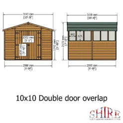 Shire 10 X 10ft Double Door Overlap Garden Shed - Including Installation -Lifetime Sales 13505228 1384926471328884