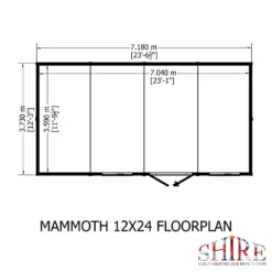 Shire 12 X 24ft Mammoth Double Door Garden Shed -Lifetime Sales 13505272 1394931991898236