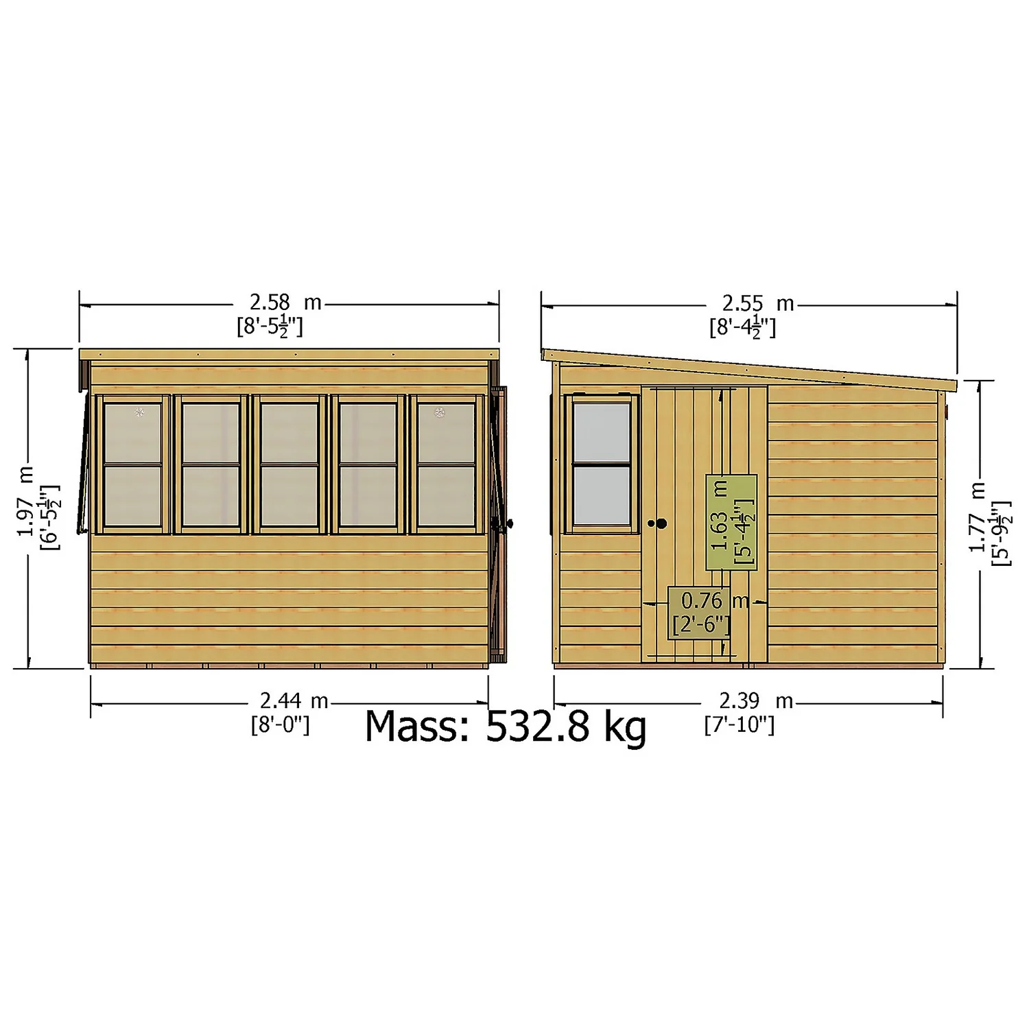 Shire 8 X 8ft Sun Pent Shed - Including Installation 5 Shire 8 X 8ft Sun Pent Shed - Including Installation - Image 3