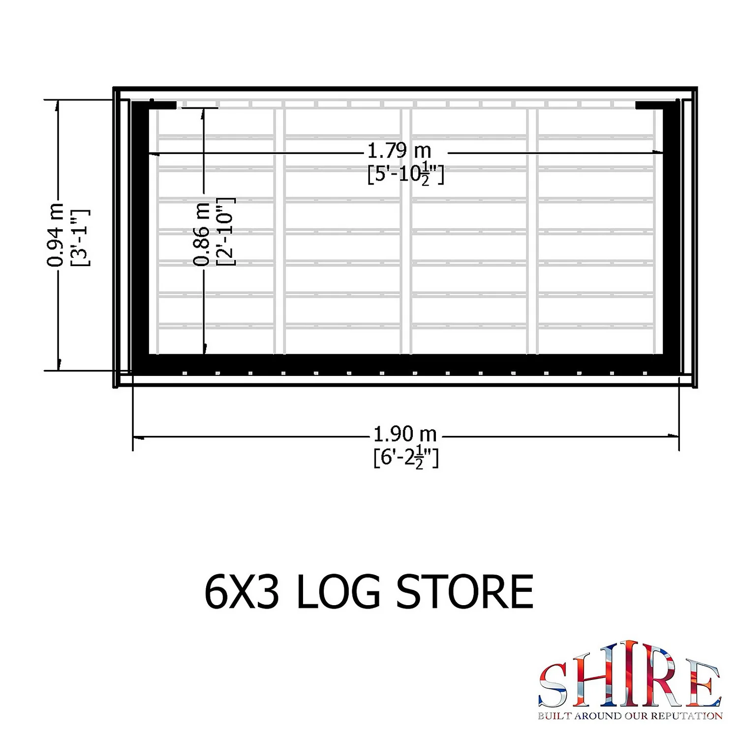 Shire Heavy Duty Log Storage 6x3ft 6 Shire Heavy Duty Log Storage 6x3ft - Image 4