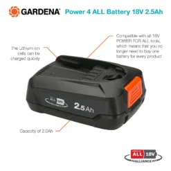 GARDENA Power 4 ALL Battery 18V 2.5Ah -Lifetime Sales 13524831 1814936345060965