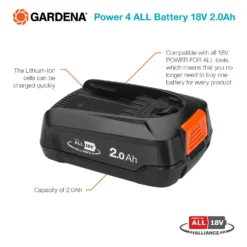 GARDENA Power 4 ALL Battery 18V 2.0Ah 8 GARDENA Power 4 ALL Battery 18V 2.0Ah -Lifetime Sales 13524833 2014936417433742