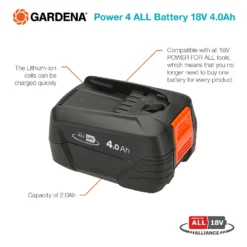 GARDENA Power 4 ALL Battery 18V 4.0Ah -Lifetime Sales 13524834 1234936345056117