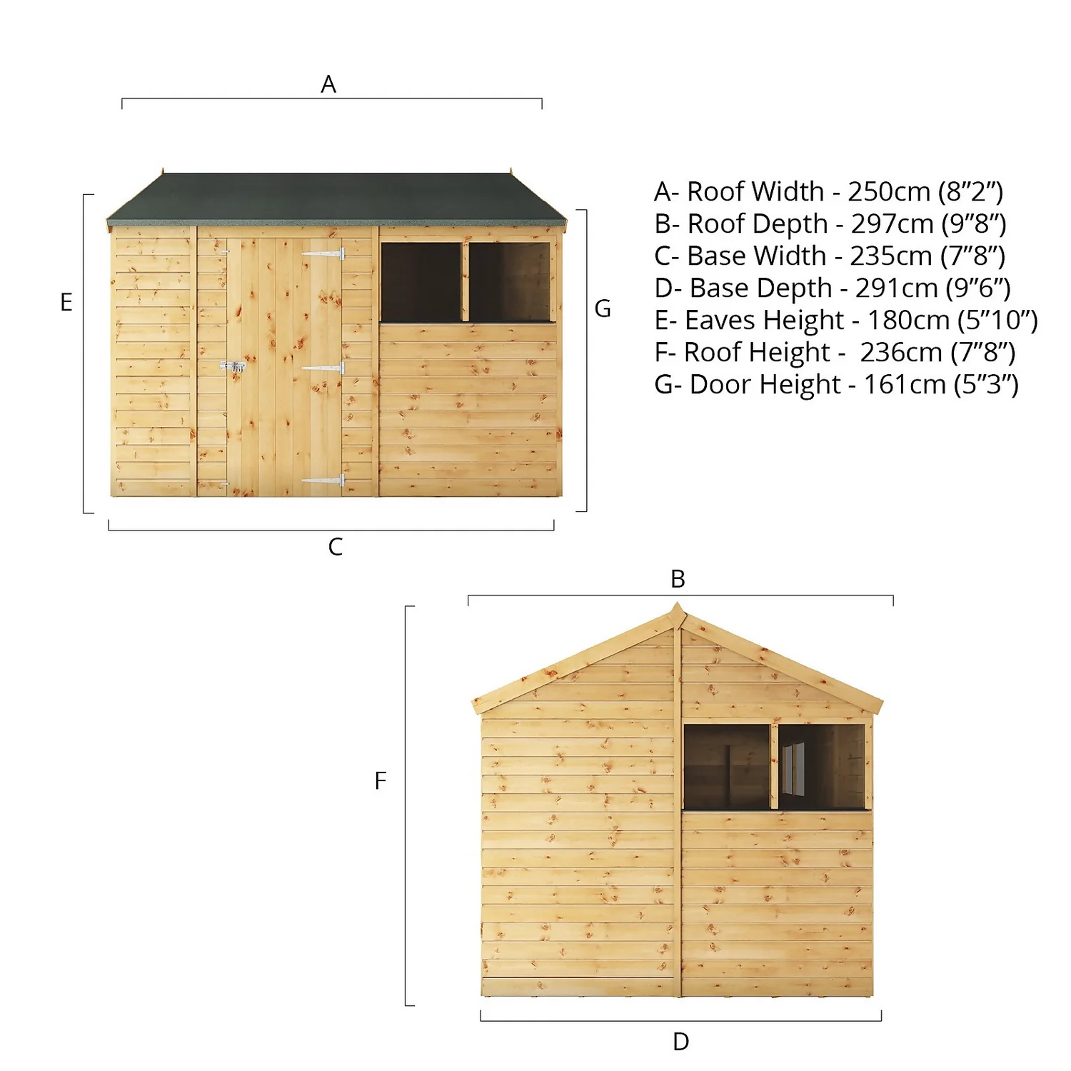 Mercia 10ft X 8ft Premium Shiplap Reverse Apex Shed 9 Mercia 10ft X 8ft Premium Shiplap Reverse Apex Shed - Image 7