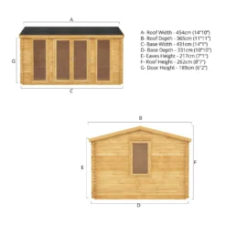 Mercia 4.5m X 3.5m Home Office Log Cabin 44mm -Lifetime Sales 13555849 2845025545889702