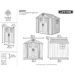 Lifetime Plastic Outdoor Storage Shed - 8x7.5ft -Lifetime Sales 13660827 1744949053235238