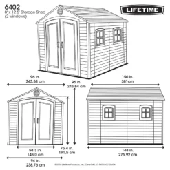 Lifetime Plastic Outdoor Storage Shed - 8x12.5ft -Lifetime Sales 13660830 1565012583932607