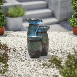 Stylish Fountain Glazed Trio Water Feature With LEDs -Lifetime Sales 13846047 7854962028373355