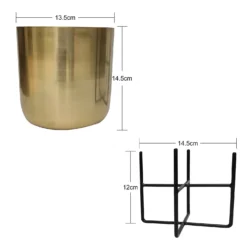 Brass Indoor Plant Pot With Cross Stand - 13.5cm -Lifetime Sales 13887188 1104999809670185