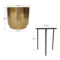 Brass Indoor Plant Pot With Straight Stand - 14cm -Lifetime Sales 13887189 3074999809676395