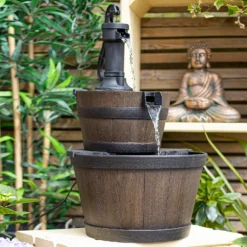 Stylish Fountain Whiskey Barrels Garden Water Feature 13 Stylish Fountain Whiskey Barrels Garden Water Feature -Lifetime Sales 13944159 4895005844698521