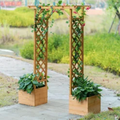 Homebase Wooden Garden Arched Trellis With Planters -Lifetime Sales 13967032 1555014369127463