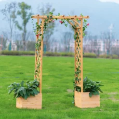 Homebase Wooden Garden Arched Trellis With Planters -Lifetime Sales 13967032 8695014369188411
