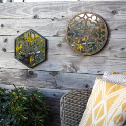 Hexagonal Laser Cut Outdoor Mirror 35cm - Black -Lifetime Sales 13981007 1595005835402682