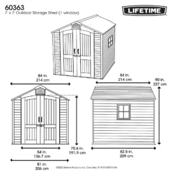 Lifetime 7x7ft Outdoor Storage Shed - Rough-Cut Grey -Lifetime Sales 13997403 1555000054831001