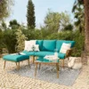 Omari Metal Garden Corner Sofa Set - Teal & Gold -Lifetime Sales 14005699 1385022704342400