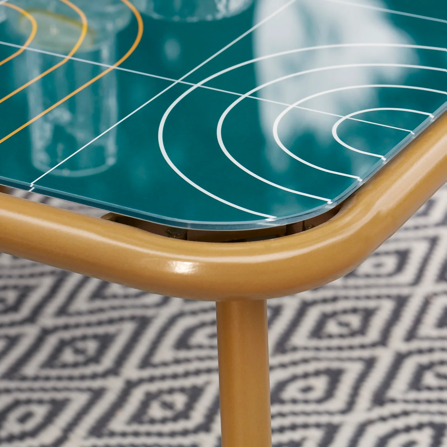 Omari Metal Garden Corner Sofa Set - Teal & Gold 6 Omari Metal Garden Corner Sofa Set - Teal & Gold - Image 4