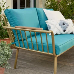 Omari Metal Garden Sofa Set - Teal & Gold -Lifetime Sales 14005703 3075022638036340