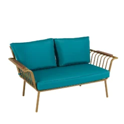 Omari Metal Garden Sofa Set - Teal & Gold -Lifetime Sales 14005703 7915022638148225