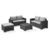 Keter California 5 Seater Double Sofa Outdoor Garden Furniture Lounge Set - Graphite With Grey Cushions -Lifetime Sales 14539597 9965041801566795